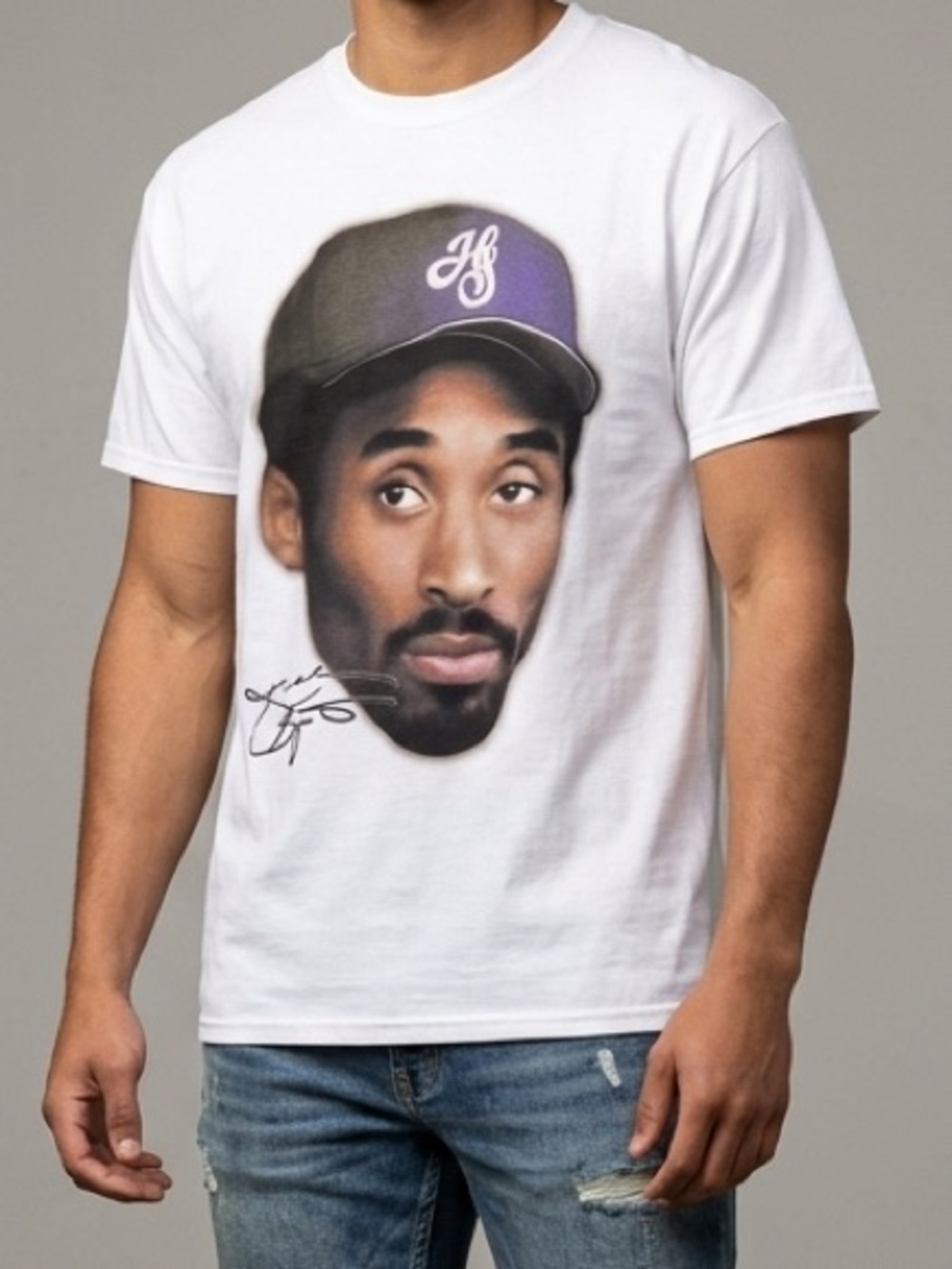 Unisex Kobe Bryant Big Head Graphic Tee in White Size L - Picture 3 of 3